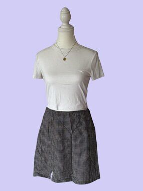American Eagle Black Gingham Skirt With Slit